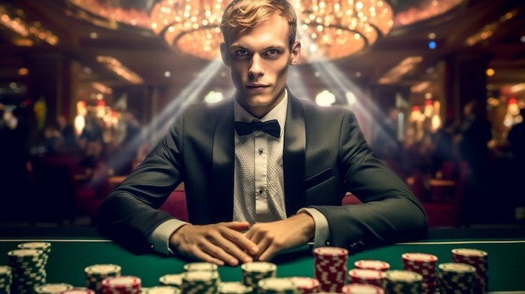 Bandar Poker card table interface showing Player and Dealer hands on ombak123 login platform